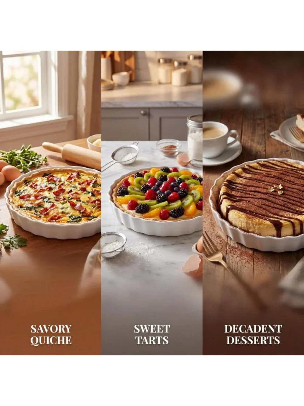 Ceramic Quiche Baking Dish Set of 2 - 10